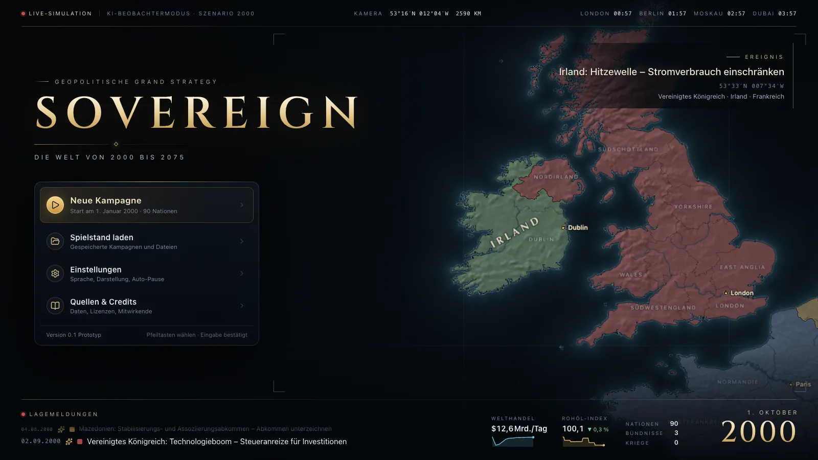 Live-Karte der Britischen Inseln mit einem Ereignis